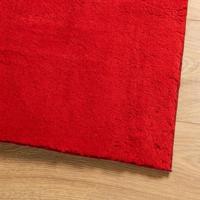 Vloerkleed laagpolig zacht en wasbaar 160x160 cm rood - thumbnail
