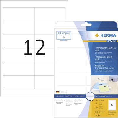 Herma 4682 Folie-etiketten 97 x 42.3 mm Polyester folie Transparant 300 stuk(s) Permanent hechtend Laser (kleur), Laser (zwart/wit), Kopiëren (kleur), Kopiëren Herma 4682 Folie-etiketten 97 x 42.3 mm Polyester folie Transparant 300 stuk(s) Permanent hechtend Laser (kleur), Laser (zwart/wit), Kopiëren (kleur), Kopiëren