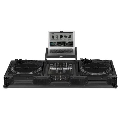 UDG Ultimate Flight Case Set Black Plus voor Pioneer DJ PLX-CRSS12 (met wielen en laptop-shelf)
