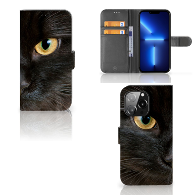 iPhone 13 Pro | Telefoonhoesje | Met pasjeshouder | Zwarte Kat