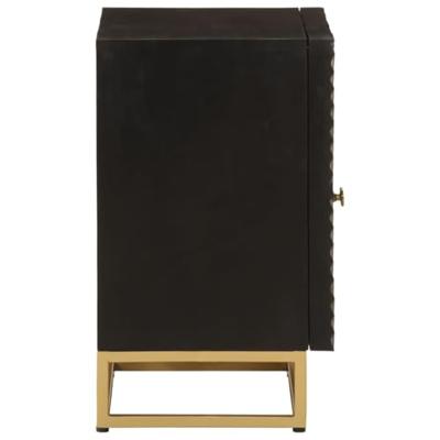 Nachtkastje 40x30x50 cm massief mangohout en ijzer zwart