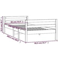 Bedframe zonder matras massief grenenhout wit 80x200 cm - thumbnail