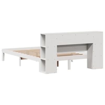 Bed met boekenkast zonder matras grenenhout wit 120x200 cm