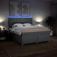 Boxspring met matras stof lichtgrijs 180x200 cm - thumbnail