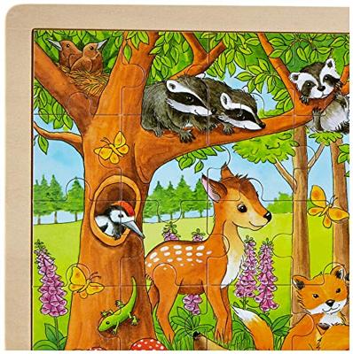 Goki houten legpuzzel - bosdieren, 48st.