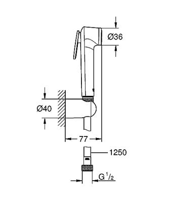 Grohe QuickFix Vitalio Trigger handdouche met Silverflex doucheslang 125cm chroom Grohe QuickFix Vitalio Trigger handdouche met Silverflex doucheslang 125cm chroom