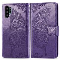 Butterfly Love bloemen reliëf horizontale Flip lederen case voor Galaxy Note10 Pro met houder & kaartsleuven & portemonnee & Lanyard (donker paars) - thumbnail