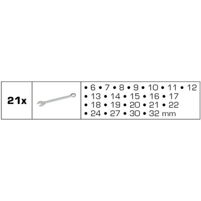 Brilliant Tools BT011021 BT011021 Ring-steeksleutelset 21-delig Sleutelbreedte (metrisch) 8 - 53 mm