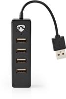 Nedis USB-Hub | USB-A Male | 4x USB A Female | 4-Poorts | 1 stuks - UHUBU2420BK - UHUBU2420BK - thumbnail
