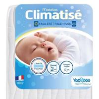 Yoopidoo - Babymatras met airconditioning - 60x120 cm - 1 koele zomerzijde / 1 gevoerde winterzijde - Zonder chemische behandeling - thumbnail