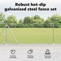 VidaXL Hek met paal zilver 1 x 10 m staal - thumbnail