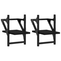Wandschappen met stangen 2 st 20x25x30 cm zwart - thumbnail