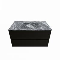 MONDIAZ VICA-DLUX 90cm badmeubel onderkast Urban 2 lades. Inbouw wastafel CLOUD midden zonder kraangat, kleur Lava. - thumbnail