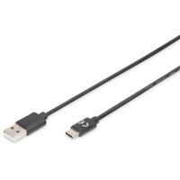 Digitus AK-300154-010-S USB-kabel USB 2.0 USB-C stekker, USB-A stekker 1.00 m Zwart Flexibel - thumbnail
