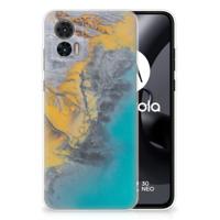 Motorola Edge 30 Neo | TPU | Siliconen hoesje | Marble Blue Gold - thumbnail