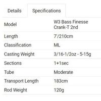 Westin W3 Bass Finesse T&C 2nd 1+1pc 2,10 m 5-15 gr ML - thumbnail