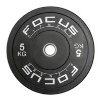 Olympische halterschijf 50 mm - Focus Fitness Bumper plate - 5 kg - Zw - thumbnail