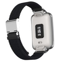 Braided nylon bandje met case - Zwart - Xiaomi Smart band 7 Pro - thumbnail