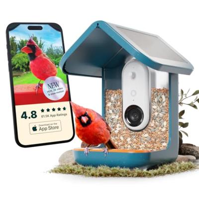 Bird Buddy Slim Pro Vogelhuisje met camera en zonnepanelen blauw - Camera in nestkast
