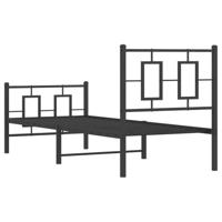 Bedframe met hoofd- en voeteneinde metaal zwart 75x190 cm - thumbnail