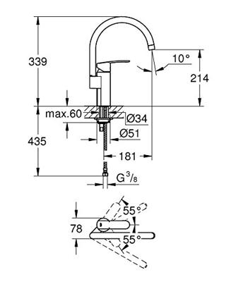 Grohe Keukenkraan Wave Cosmopolitan Hoge Uitloop Chroom