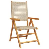 Tuinstoelen 2 st massief acaciahout en poly rattan beige - thumbnail