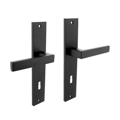 Deurkruk Hera op langschild 245x45mm sleutelgat 78mm mat zwart