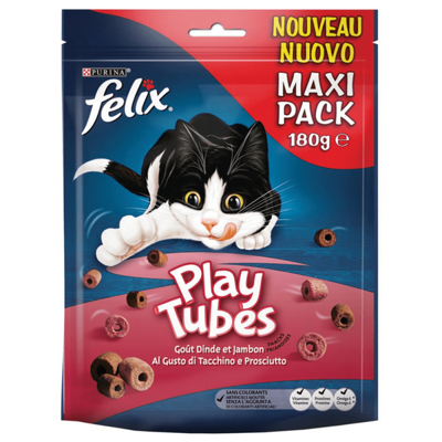 Felix Play Tubes kalkoen- en hamsmaak kattensnoep 180g 5 x 180 g Felix Play Tubes kalkoen- en hamsmaak kattensnoep 180g 5 x 180 g