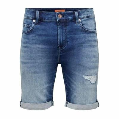 Heren Jeans Shorts Only & Sons Onsply Dark Mid Blue Blauw - Maat: L