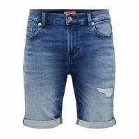 Heren Jeans Shorts Only & Sons Onsply Dark Mid Blue Blauw - Maat: L - thumbnail