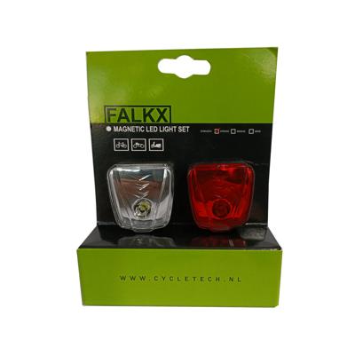 Falkx magneet verlicthing. set voor en achter. 0.5w led (hangverpakking)