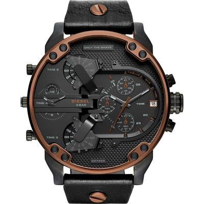Diesel Heren DZ7400 &apos;Mr. Daddy 2.0 &apos;chronograaf 4 tijdzones zwart lederen horloge