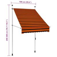 Luifel handmatig uittrekbaar 100 cm oranje en bruin - thumbnail