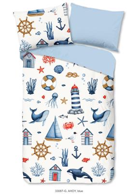 Good Morning Kinderdekbedovertrek "maritiem" - Blauw - (140x200 cm) - Katoen Good Morning Kinderdekbedovertrek "maritiem" - Blauw - (140x200 cm) - Katoen