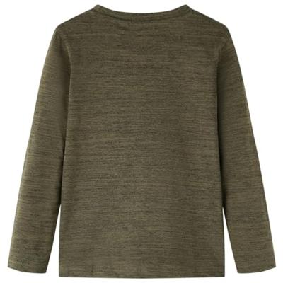 Kindershirt met lange mouwen dinosaurusprint 104 gemleerd kakikleurig
