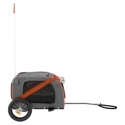 VidaXL Hondenfietstrailer oxford stof en ijzer oranje en grijs - thumbnail