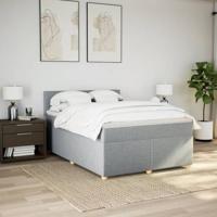 Boxspring met matras stof lichtgrijs 140x190 cm - thumbnail