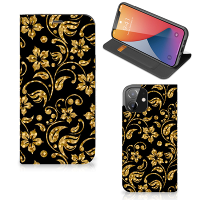 iPhone 12 | iPhone 12 Pro Smart Cover Gouden Bloemen iPhone 12 | iPhone 12 Pro Smart Cover Gouden Bloemen