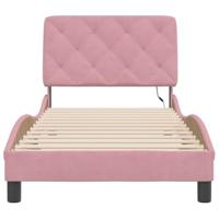 Bedframe met LED zonder matras fluweel roze 90x190 cm - thumbnail