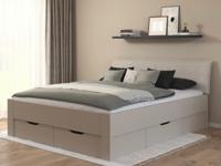 Bed LANDER 180x190 cm kasjmier/ivoorkleurig fluweel met lades - thumbnail