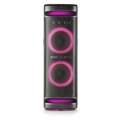 NGS Wild Space 3 - Draagbare luidspreker, compatibel met Bluetooth-technologie, True Wireless Stereo, subwoofer + dubbele tweeters, Micro SD/USB/AUX IN, wielen, zwart