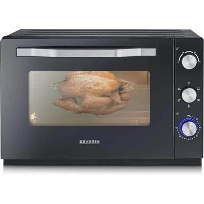 Severin tot 2073 Posable oven xxl met roterende warmte 60 l met pizza -steen en bochten, 2.200 W, 120 min timer, zwart/roestvrij staal