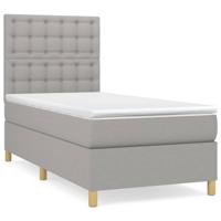 Boxspring met matras stof lichtgrijs 80x200 cm - thumbnail