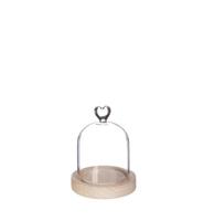 Stolp hart met houten basis Ø10xH13cm - thumbnail