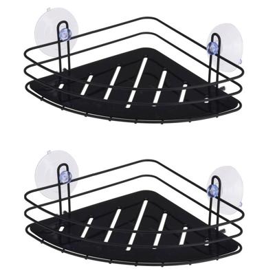 2x stuks zwarte hoek badkamer doucherek 20 cm - Douche- en badrekjes 2x stuks zwarte hoek badkamer doucherek 20 cm - Douche- en badrekjes
