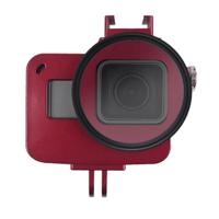 Behuizings schaal CNC aluminiumlegering beschermende kooi met verzekerings frame & 52mm UV-lens voor GoPro HERO7 zwart/6/5 (rood) - thumbnail