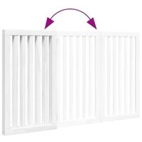 Hondenhek inklapbaar 3 panelen 150 cm populierenhout wit - thumbnail