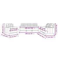 3-delige Loungeset met kussens stof donkergrijs - thumbnail