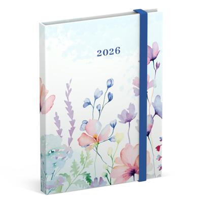 Agenda 2026 lannoo flowers watercolour 7d/2p blauw