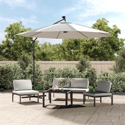 VidaXL Zweefparasol met led-verlichting en metalen paal 300 cm zand